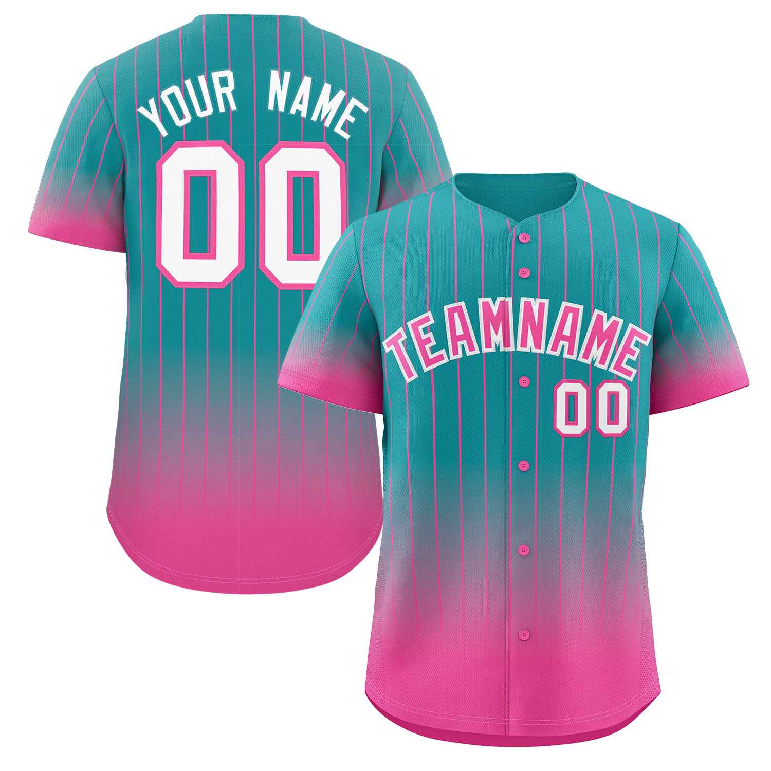 Custom Aqua Pink-White Gradient Stripe Fashion Authentic Baseball Jers - KXKSHOP_files